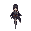 dark hair female knight sword