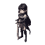 dark hair female knight sword