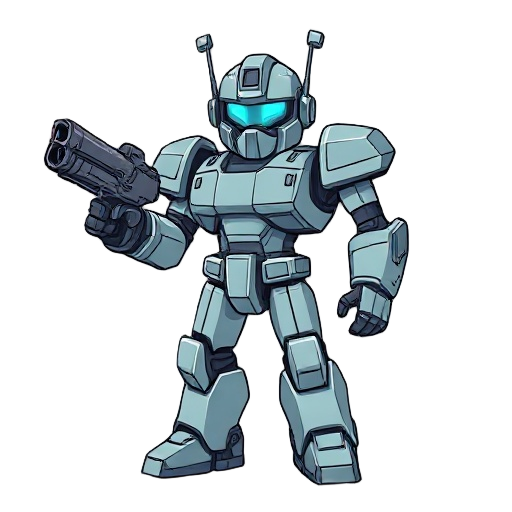 robot solider and laser gun