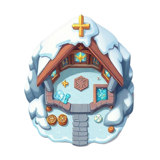 santuario de hielo mágico. estilo visual detallado, limpio y coherente, totalme