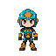 retro game chibi style, hero character, vibrant and contrasting color palette, voidless dev.