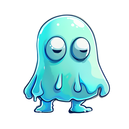 combining different minimalist designs, he creates the protagonist of a 2d video game, which is a miniaturized slime prototype which can change shape, which does not have a mouth but has 2 eyes without pupils, it is light blue, it is expressionless