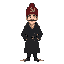a white man in a black trenchcoat wearing an ushanka with a hammer and sickle emblem on his head.