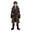 person with trench coat and belts full of daggers