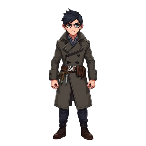 person with trench coat and belts full of daggers