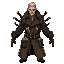 person with trench coat and belts full of daggers