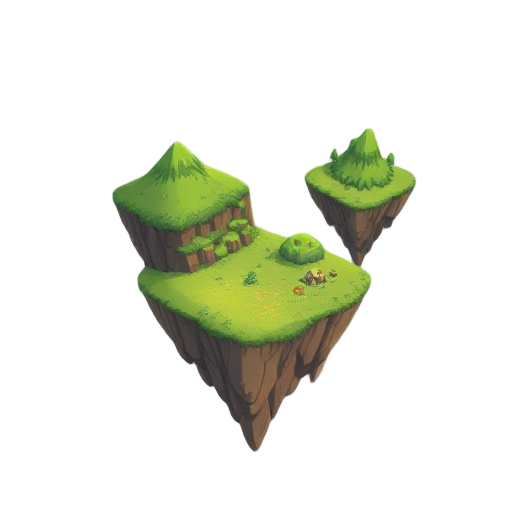 fantasy landscape, parallax, terraria styled, floating islands, green hills