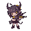 demonic girl with shotgun and lemon on hair