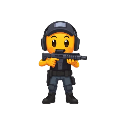 a pixel emoji with gun