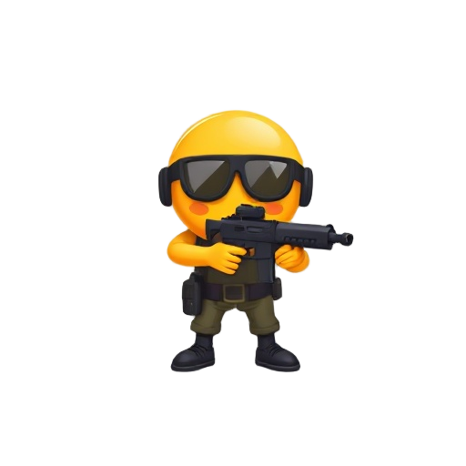 a pixelate emoji with gun