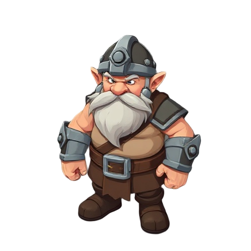 a buffed dwarf with a mining helmet and steel mechanick gaunlets