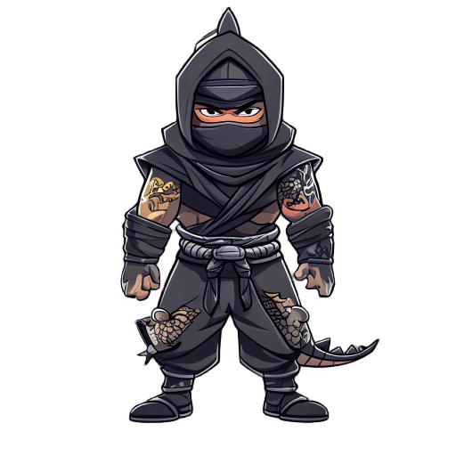 guerrero oscuro con detalles de dragones y ninjas
