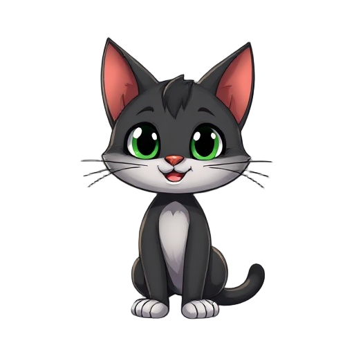 faça um gato branco, corpo inteiro, sera para um jogo 