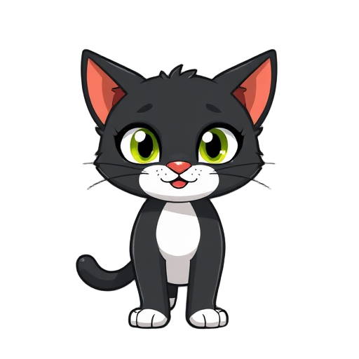 faça um gato branco, corpo inteiro, sera para um jogo 