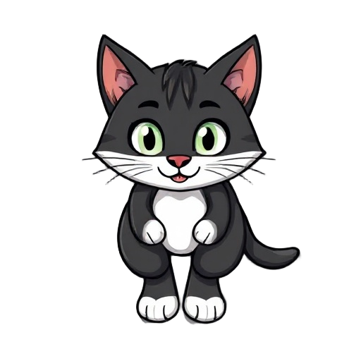 faça um gato branco, corpo inteiro, sera para um jogo 