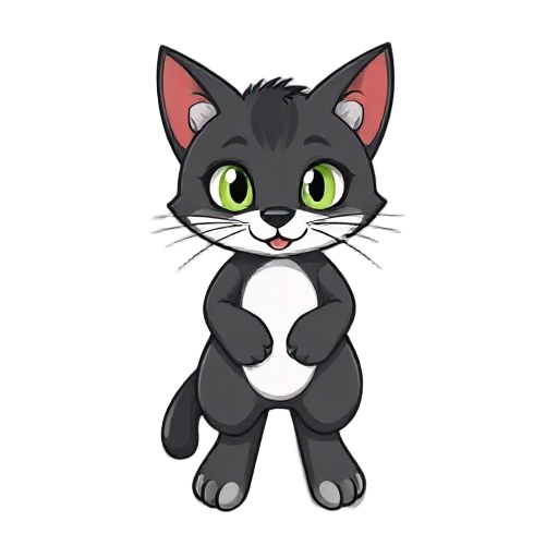 faça um gato branco, corpo inteiro, sera para um jogo 