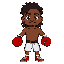 man, male, boy, dark skin, matt skin, tan, very long dark brown curly hair, designer stubble, brown eyes, boxer suit, boxing gloves