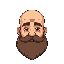 bald hair, big beard, retro 