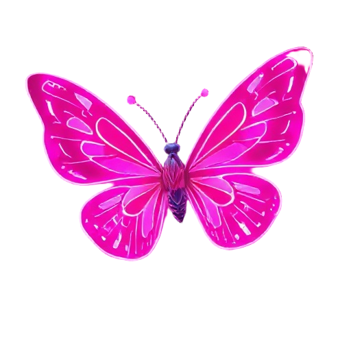 a glowing, futuristic butterfly with neon pink and magenta wings, featuring intricate circuit board patterns and light-emitting lines. the wings have a soft luminescent gradient from deep pink to whit