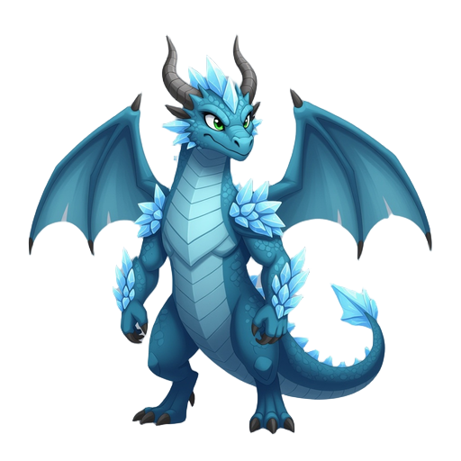 powerful aggreesive ice dragon with wings