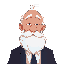 an old man with a white beard and a small head, wearing a suit.