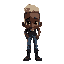 a black man, not very dark, wearing jeans, black boots that shine a little, and a t-shirt that says af1. i want his hair to be light.