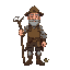 pixel idle animation of farm hoe holding farmer. should look like a retired knight. should be colorful