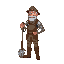 pixel idle animation of farm hoe holding farmer. should look like a retired knight. should be colorful