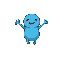 cute round blue slime jumping