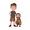 a man standing and and a begger sitting with a bowl