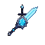 sword magic  with  blue gem in blue  bright  inside