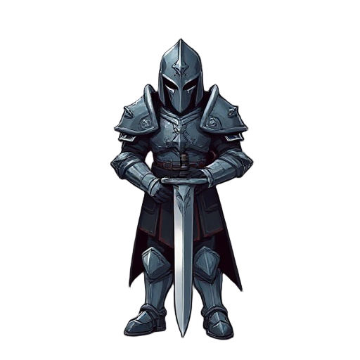 dark souls full plate warriors hero epic armor and a long sword grey blued