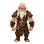 full body, strong man character with long white hair, red eyes, ancient animal skin clothing, somewhat resembling armor. bezeker style.