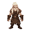 full body, strong man character with long white hair, red eyes, ancient animal skin clothing, somewhat resembling armor. bezeker style.