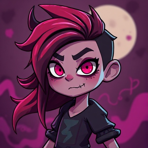 crie um personagem que tenha um aspecto roxo putrido, que use uma mascara de corvo, sobretudo e que esteja com uma adaga na mão