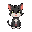 gato preto andando para frente 2d