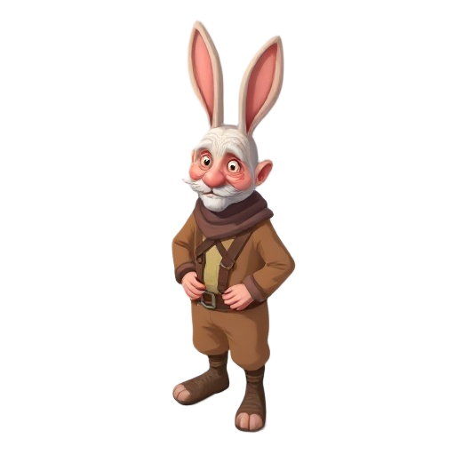 some old human in costume rabbit