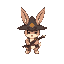 a little rabbit with a sakat hat, a hero who enchant spirits and yokais. can figth with weapons and magic 