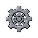 settings gear, gray, simple, thick, no thin spokes, like used for a icon so need to be simple, please no background
