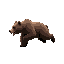 a realistic grizzly bear galloping on all fours from left to right accross the screen