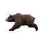 a realistic grizzly bear galloping on all fours from left to right accross the screen