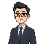 make a half body sprite of a japanese company salaryman in a suit with a 80s style
