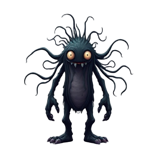 backrooms tall monster made of moving stringy black goo