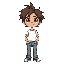 make me an earthbound style male character with messy hair, white t shirt and jeans