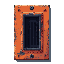 rusted rectangular wall vent with bent slats, bolts missing on one corner, dark void behind, dust and grime, eerie abandoned hospital atmosphere