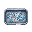 metal medical tray with scattered syringes and small vials, slight rust and dark stains, resting on a grimy hospital surface, eerie abandoned atmosphere