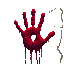 smudged bloody handprint on cracked, peeling hospital wall, streaks running down, faint shadowing for depth, eerie horror atmosphere