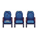 row of bolted hospital waiting room chairs, torn upholstery, rusted metal legs, dust and grime buildup, one chair missing a cushion, eerie horror atmosphere