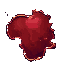 dark red blood pool on cracked hospital floor, irregular shape with dried edges, faint purple reflection from nearby light, eerie horror atmosphere