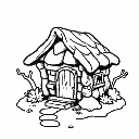 snake hut only 1bit only black and white hut logo for map